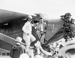 Captain and Mrs. P Erwin at the unveiling of Dallas Spirit at Love Field, 6th August, 1927 by American Photographer