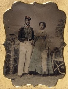 Fireman and Bride, c.1860 by American Photographer
