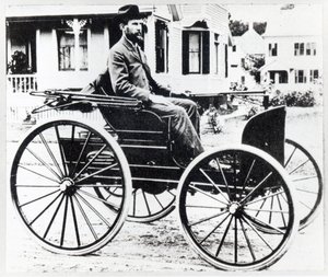 First American automobile, designed and built by Charles and Frank Duryea by American Photographer