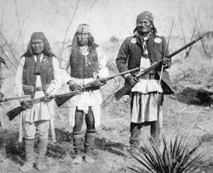 Geronimo and three of his Apache warriors by American Photographer
