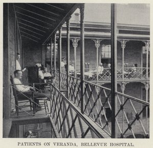 Patients on Veranda, Bellevue Hospital by American Photographer