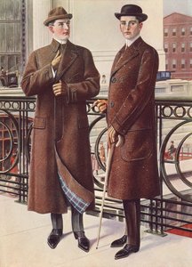 Two Fashionable Gentlemen in Tailored Winter Coats