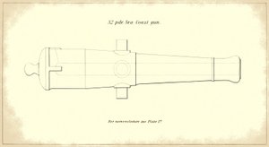 32-pounder seacoast gun-barrel, taken from the official U.S. Army’s Instruction for Heavy Artillery manual, 1850-51 by American School