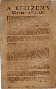 A Citizens Address to the Public re: support of Royal troops, 18th December 1769