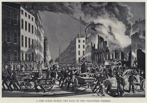 A Fire Scene during the Days of the Volunteer Firemen by American School