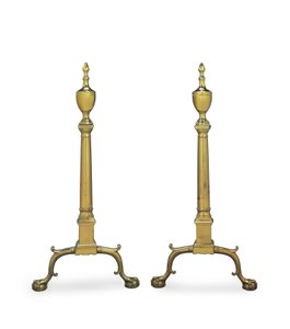 A Pair of Chippendale Andirons, Philadelphia or New York by American School