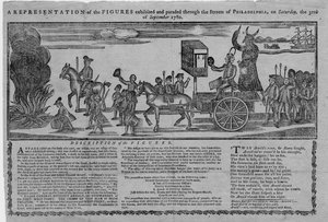 A representation of the figures exhibited and paraded through the streets of Philadelphia on Saturday, the 30th of September 1780