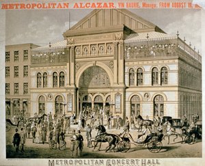 Advertisement for the Metropolitan Alcazar Concert Hall, New York