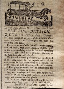 Advertisement for the New Line Dispatch, from The New York Journal & Patriotic Register, 6th April, 1793