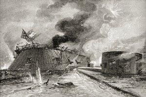Battle between the Monitor and Merrimac in 1862, from 