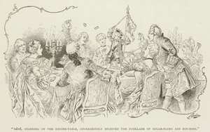 Bebe, Standing on the Dinner-Table, Courageously Received the Fusillade of Sugar-Plums and Bon-Bons by American School