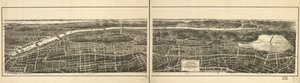 Birds eye view of that portion of the 23rd and 24th wards of the city of New York, lying westerly of the New York and Harlem Railroad, and of the Grand Boulevard and Concourse connecting Manhattan Island with the park system north of the Harlem River