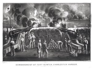 Bombardment of Fort Sumter, Charleston Harbour from Fort Moultrie, 12th and 13th April 1861, Pub. by Currier and Ives by American School