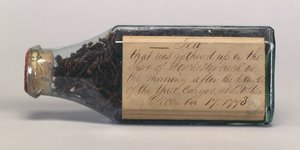 Boston Tea Party Tea Leaves in a Glass Bottle, Collected by T.M. Harris, Dorchester Neck, December 1773