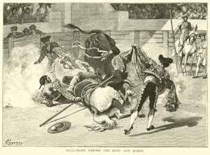 Bull-fight before the King and Queen by American School