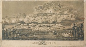 Burning of Washington by the British, published by I. Ryland by American School