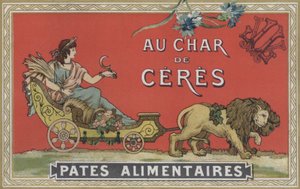 Ceres in a cart being pulled by lions by American School