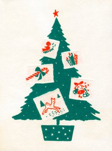 Christmas Tree Decorated with Christmas Cards