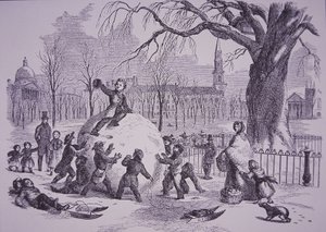 Christmas snowball, scene on Boston Common by American School