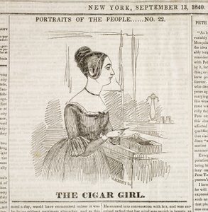 Cigar Girl, Front Page of New York Sunday Atlas, September 13, 1840 by American School