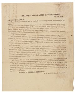 Circular Pertaining to Construction and Fortification of Redoubts Used by the Army of Tennessee, 7 July 1864 by American School
