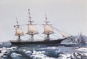 Clipper Ship Red Jacket in the ice off Cape Horn on her passage from Australia to Liverpool