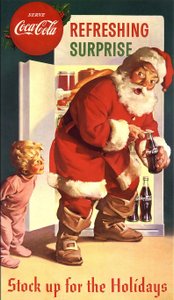 “Coca-Cola” advertisement with Santa Claus, 40s by American School