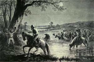 Confederate Army Crossing Fords of Potomac River during Invasion of Maryland in 1862 by American School