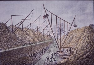Construction Derricks Near Lockport, Erie Canal by American School