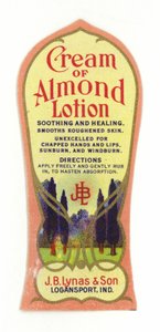 Cream of Almond Lotion Label, J B Lynas & Son