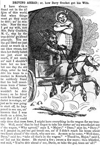 Driving Ahead, or How Davy Crockett got his Wife, from Crocketts almanac for 1856, published, New York, 1855 by American School