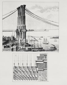 Elevation of a tower of Brooklyn Bridge, New York