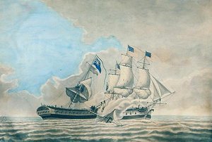 Engagement Between the U.S. Frigate Constund and H.M.S. Guerriere by American School