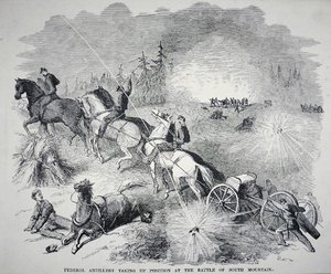 Federal artillery taking up position at the Battle of South Mountain, September 1862