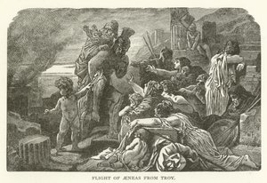 Flight of Aeneas from Troy by American School