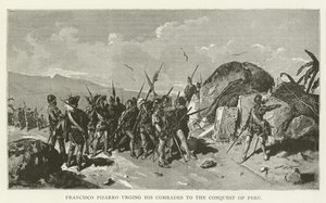 Francisco Pizarro urging his Comrades to the Conquest of Peru by American School