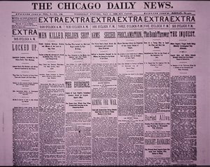 Front Page of The Chicago Daily News Reporting the Chicago Haymarket Labor Riot, 5 May 1886 by American School