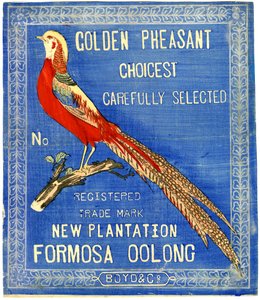 Golden Pheasant Choicest Carefully Select, No. Registered Trade Mark New Plantation Formosa Oolong by American School