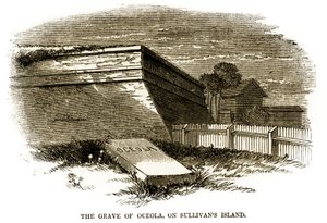 Grave of the Seminole chieftain Osceola, as it appeared beside the Northwestern Bastion of Fort Moultrie in 1860, just prior to the American Civil War by American School