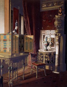 Great Hall, Van der Bilt Hotel in New York, Bedroom, Color engraving