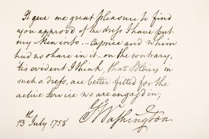 Handwriting and Signature of George Washington, 1758