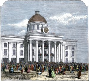 Inauguration of President Jefferson Davis as Head of the Confederate State of America, Montgomery City Hall, Alabama by American School
