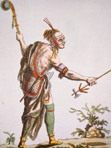 Iroquois warrior with ball headed club