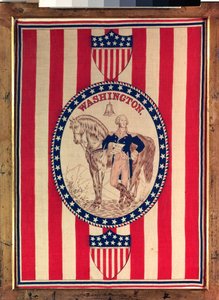 Kerchief Depicting a Full-Length Equestrian Portrait of George Washington by American School