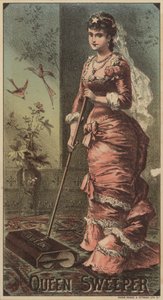Lady Using Queen Carpet Sweeper by American School