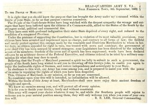 Message to the People of Maryland to support the Confederacy, 8th September 1862 by American School