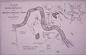 Mexican-American War, map of US troops near Rio Grande and Matamoros by American School