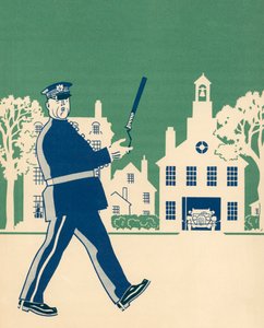 Neighborhood Policeman on His Beat