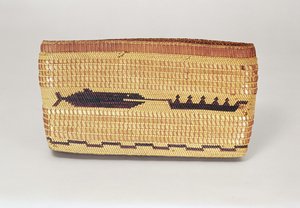 Nootka basket depicting a whaling scene, from the North West Coast