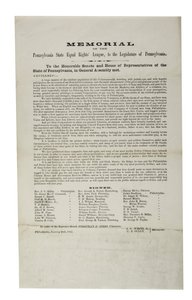 Memorial of the Pennsylvania State Equal Rights League to the Legislature of Pennsylvania, 20 January 1865
